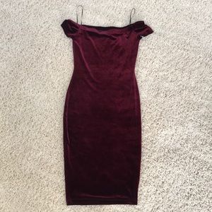 VELVET OFF THE SHOULDER DRESS